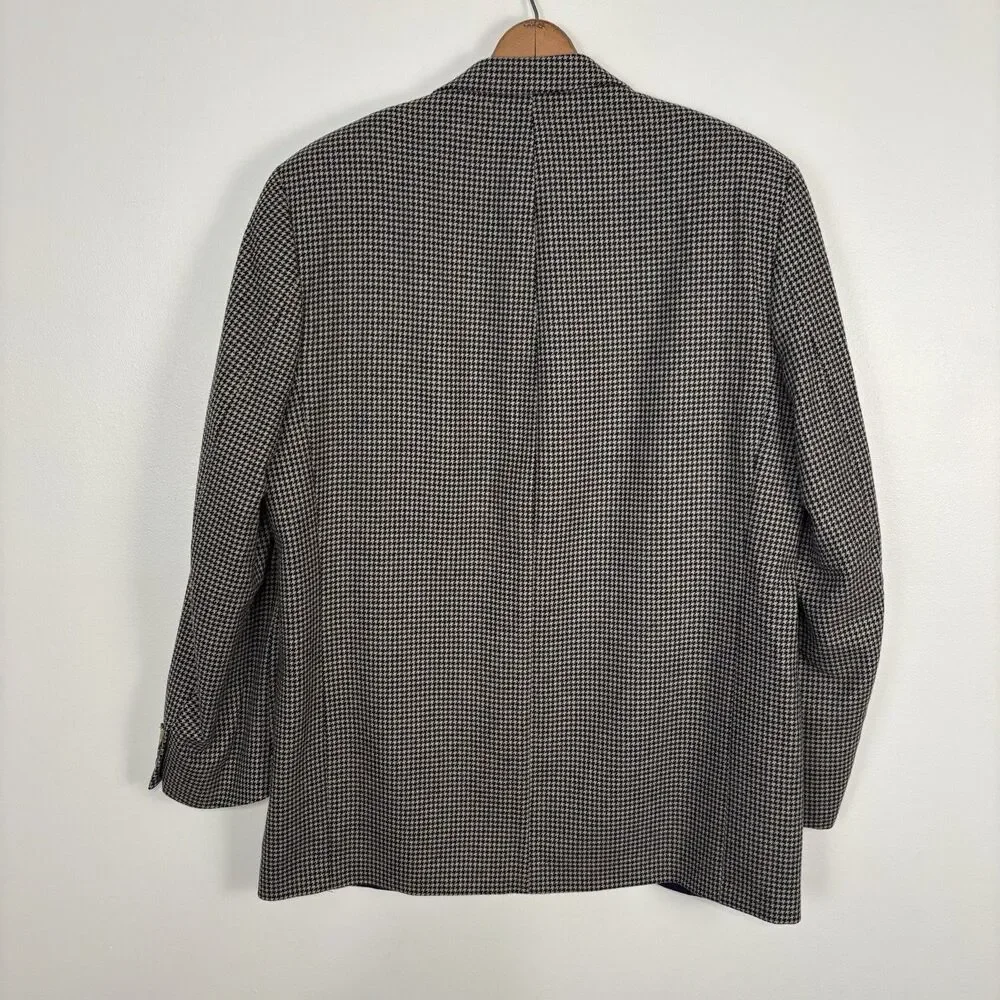 Rochester Couture Sport Coat 42T Pure CASHMERE Lanificio di Pray Houndstooth
